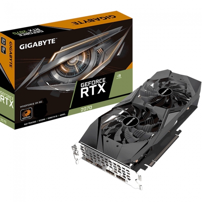 Видеокарта GIGABYTE GeForce RTX 2070 WindForce, GV-N2070WF2-8GD, 8ГБ, GDDR6, 256 бит Видеокарта GIGABYTE GeForce RTX 2070 WindForce, GV-N2070WF2-8GD, 8ГБ, GDDR6, 256 бит